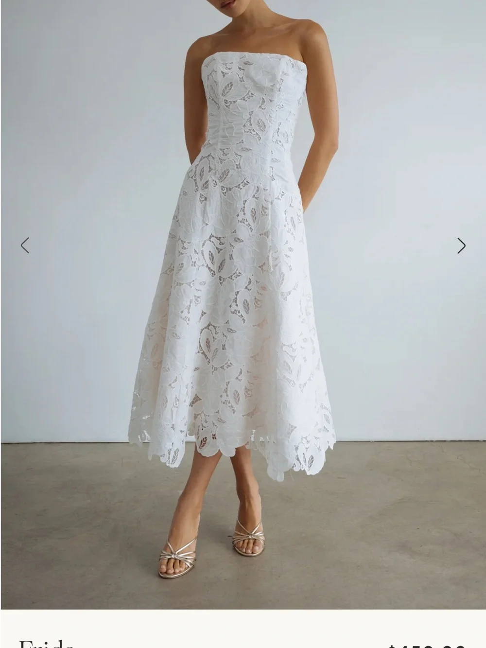 Jenny Yoo Frida White Strapless Lace Midi Dress - Picture 7 of 8